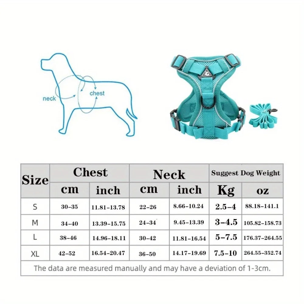 No Pull Reflective Dog Harness and Leash Set for Small Dogs and Cats