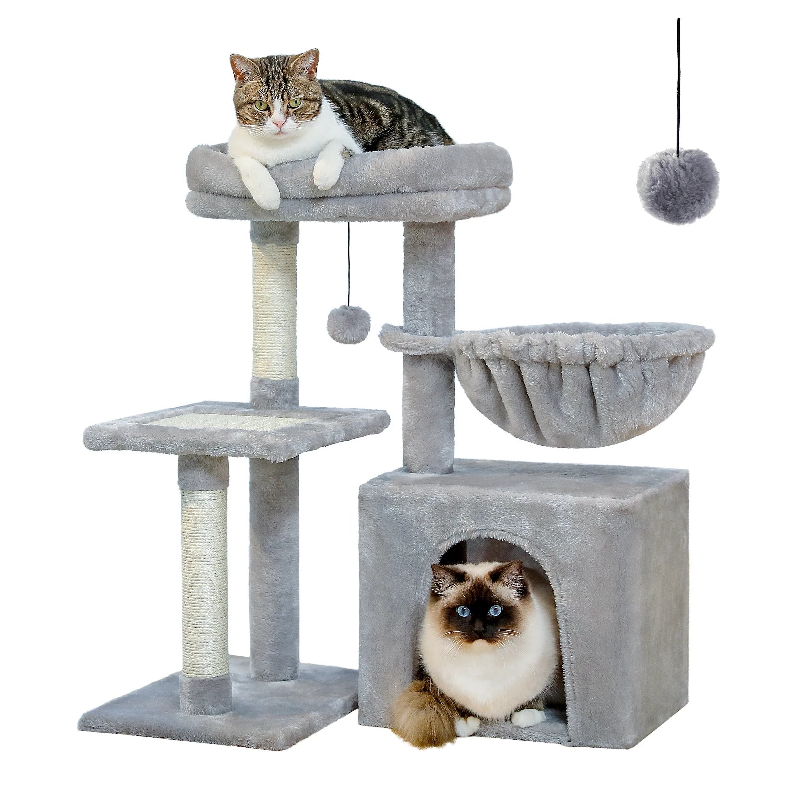 Cat tree Tower for Indoor Cats With Scratching Posts Big Hammock and Removable Top Perch