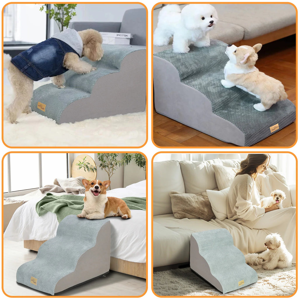 Extra Wide Pet Steps with Durable Non-Slip Waterproof Fabric Cover