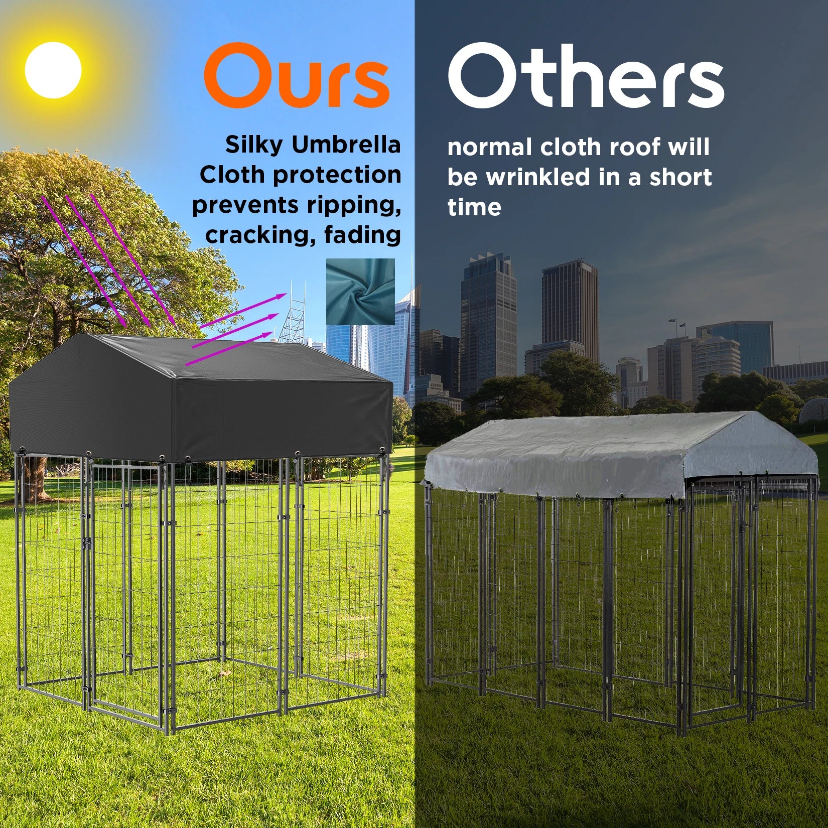 Oversized Large Outdoor Dog Kennel with Anti-UV Waterproof Cover