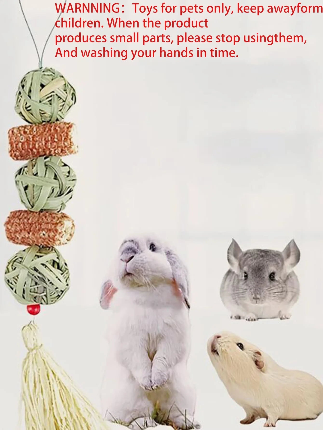 1PC-Pet rabbit grass woven ball hanging string