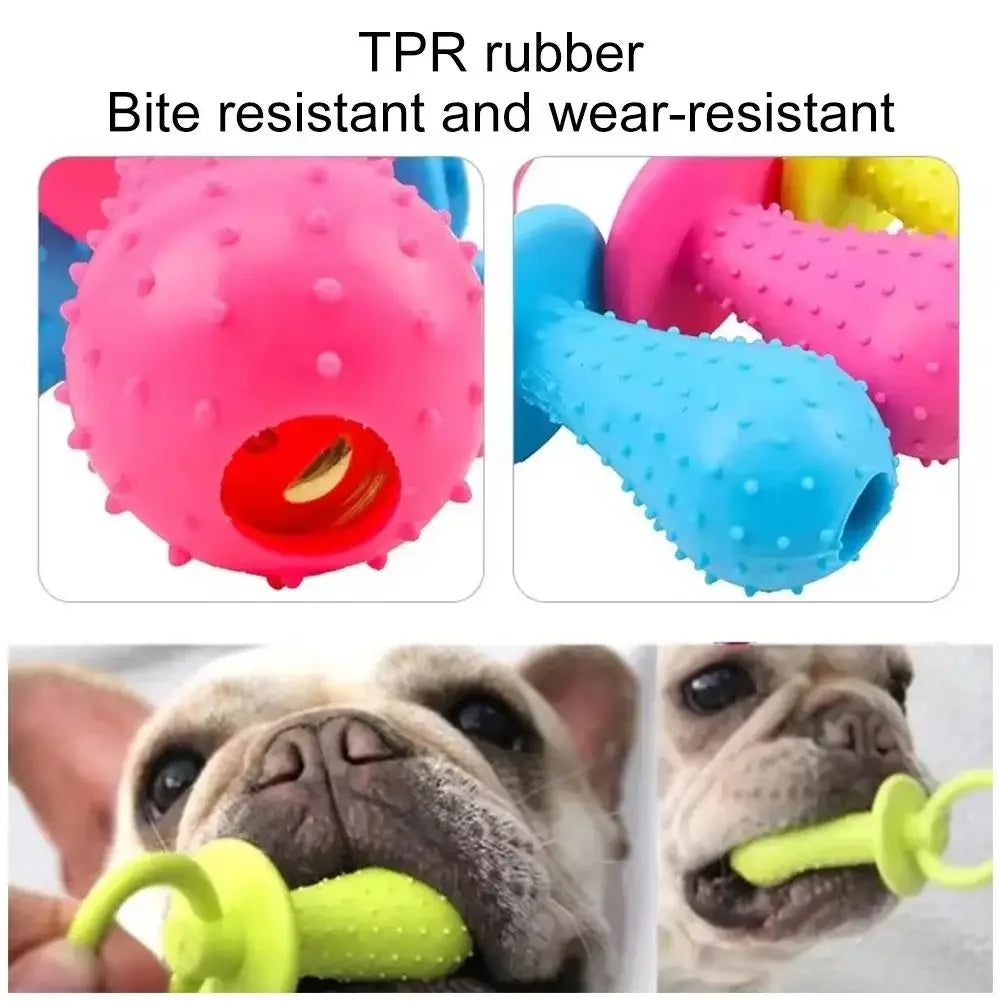Squeaky Bell Dog Pacifier Chew Toy