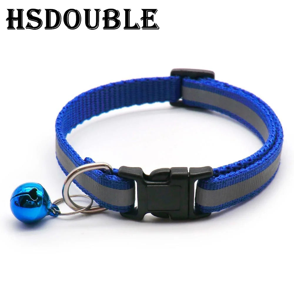 2Pcs/Pack 12 Colors Reflective Adjustable Cats And Small Dogs Collars With Bells