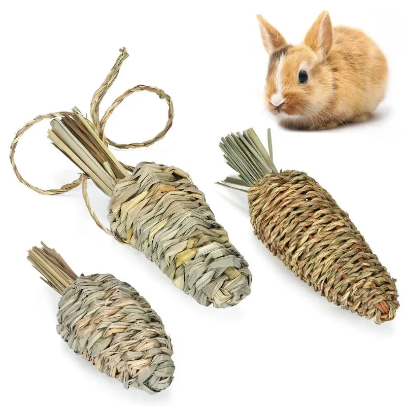 R Woven Grass Natural Bite Treat Toy for Small Animals
