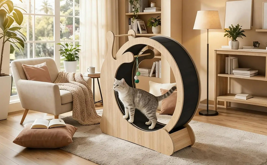 3 in1 Solid Wood Cat Treadmill Running Wheel