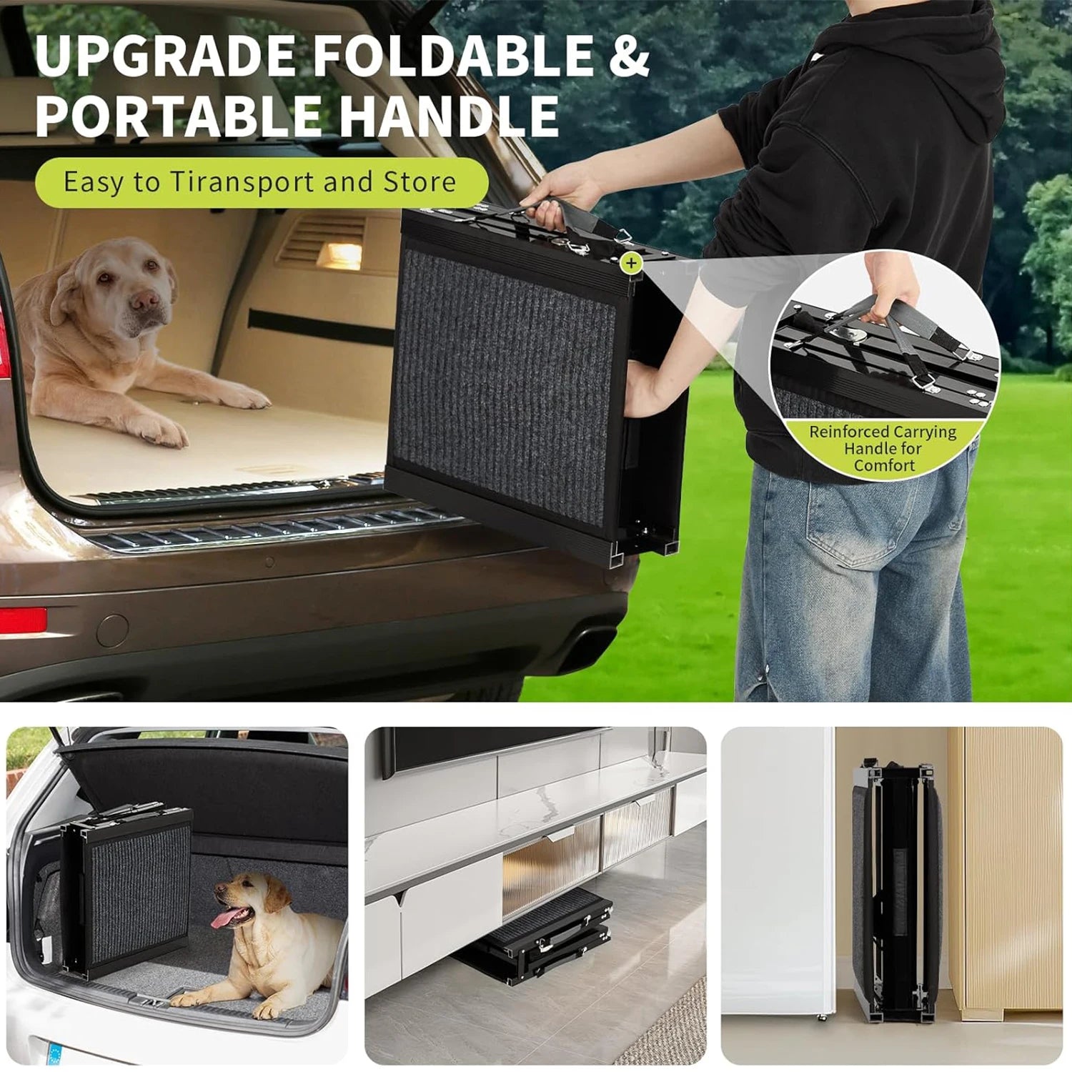 Folding Dog Ramp For Cars For Large Dogs Up ti 250 LBS With Non-Slip Surface