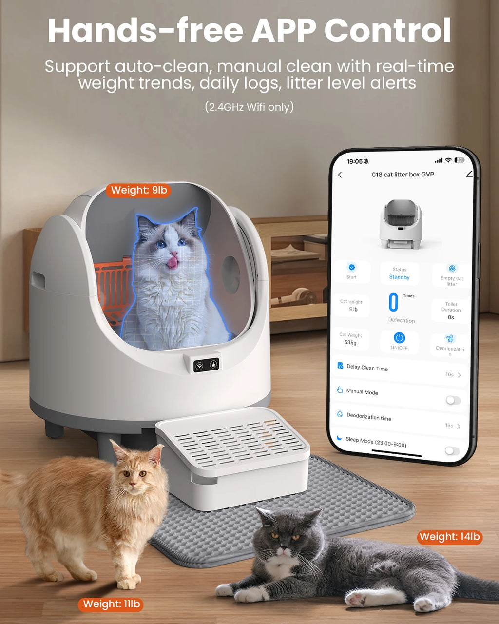 Self-Cleaning Smart Cat Litter Box with App Control