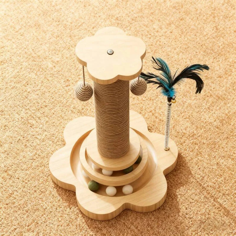 Cat Scratching Board With Feather Teaser