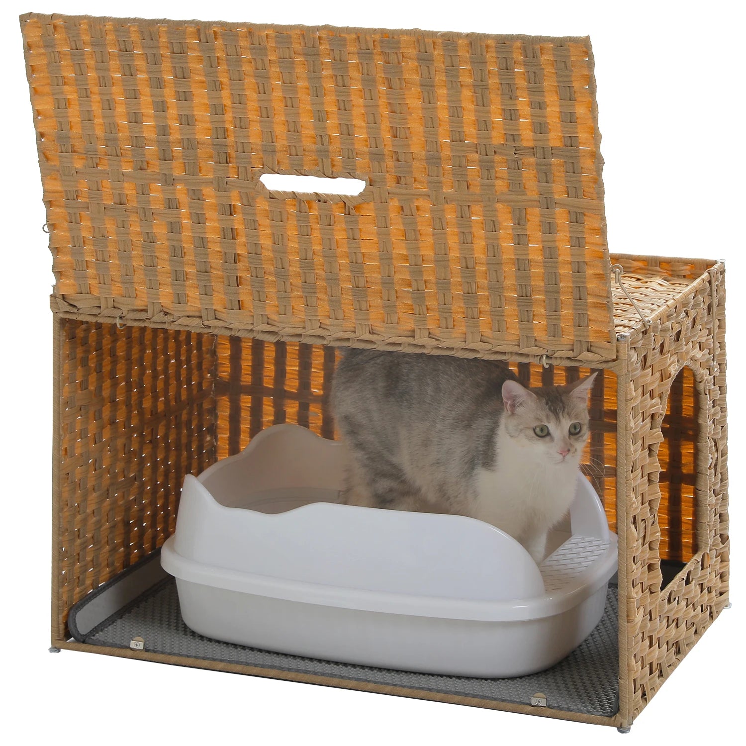 Rattan Cat Litter Box Enclosure