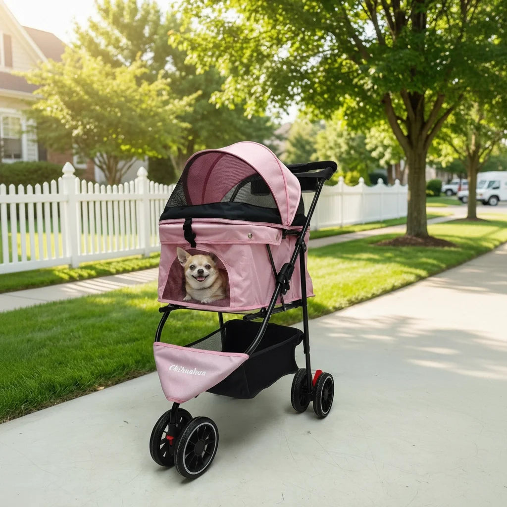 Foldable Pet Stroller For Dogs & Cats