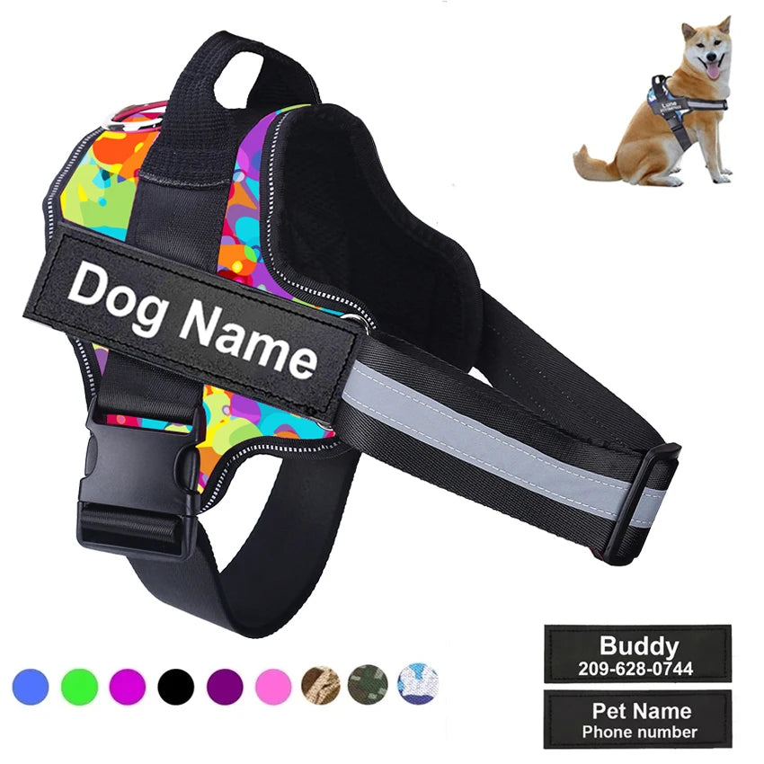 No Pull Reflective Dog Harness with ID Custom Patch