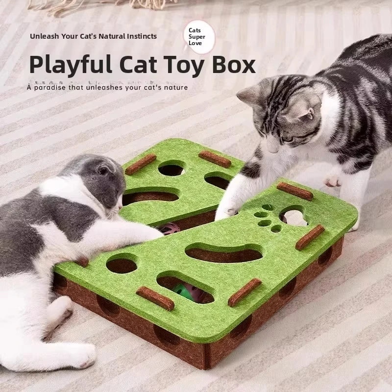 Felt Puzzle Box Cat Exercise Toy With Ball