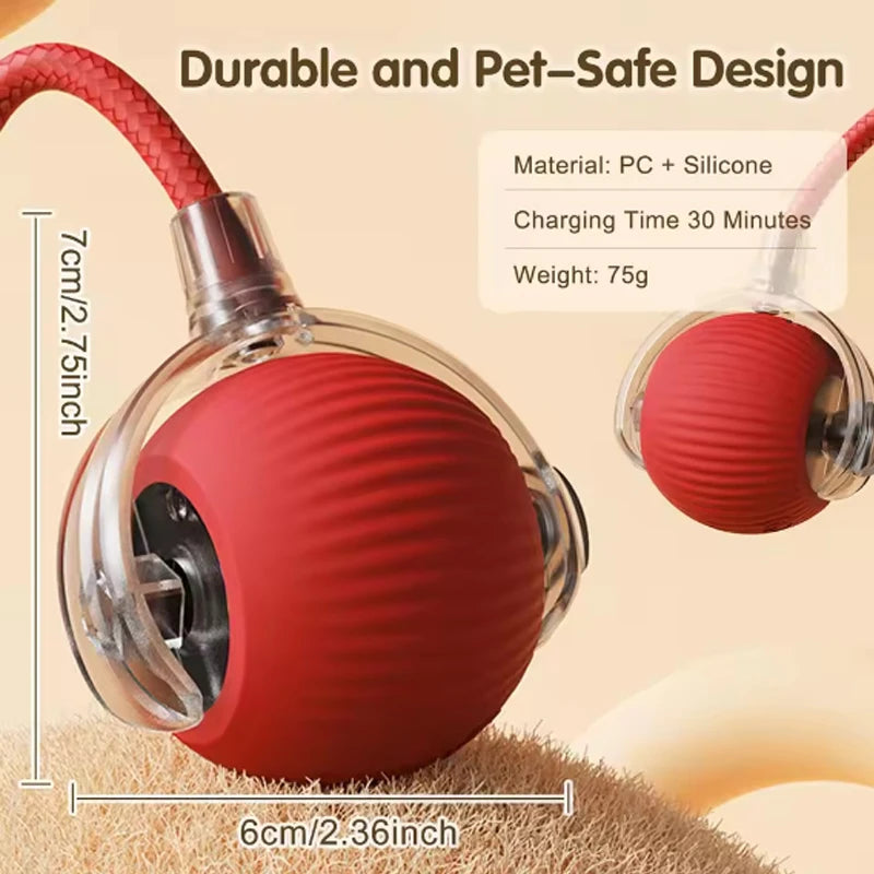 Smart Automatic Rolling Pet Ball for Dogs and Cats with Rope