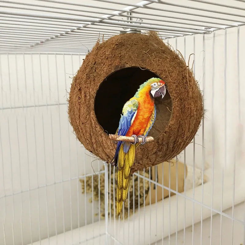Coconut Shell Bird Nest Cage Hanging Toy