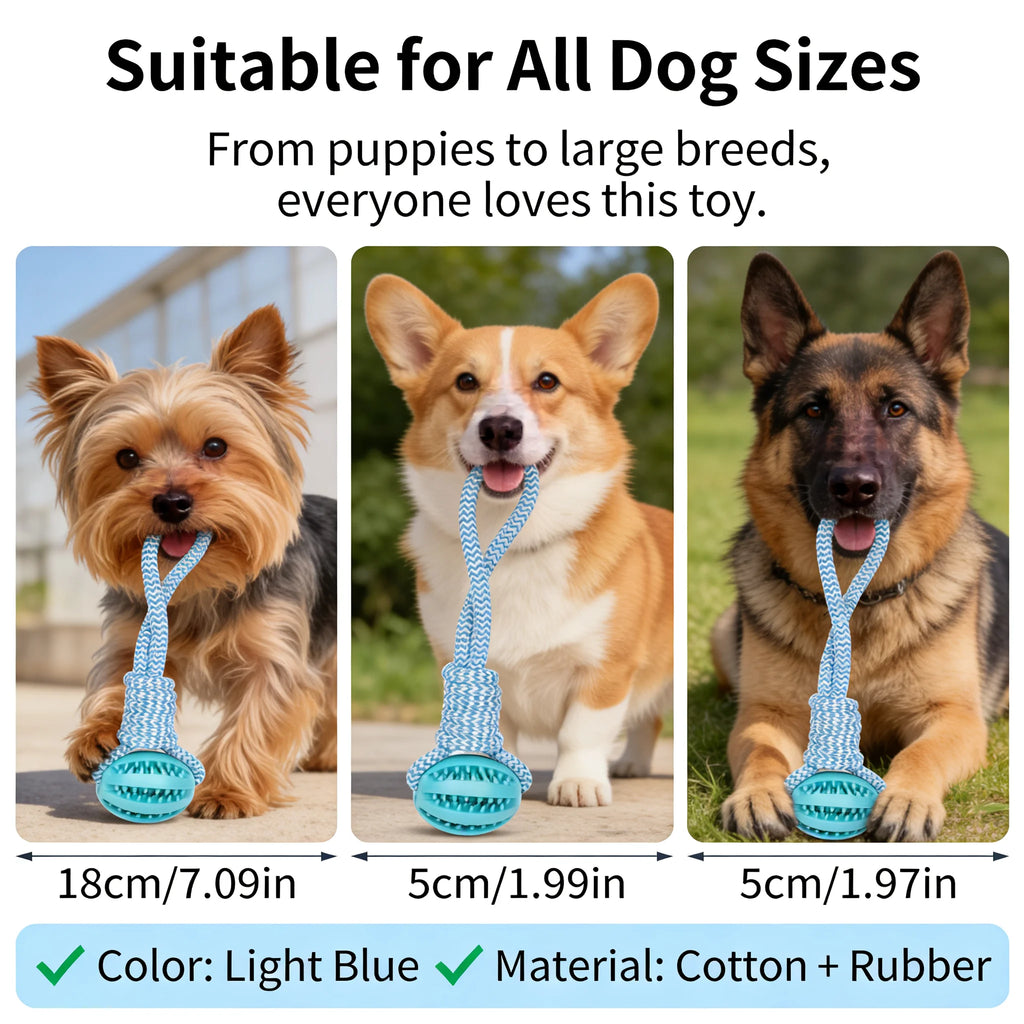 2-in-1 Dog Chew Toy with Treat Dispenser Ball, Durable Cotton Rope