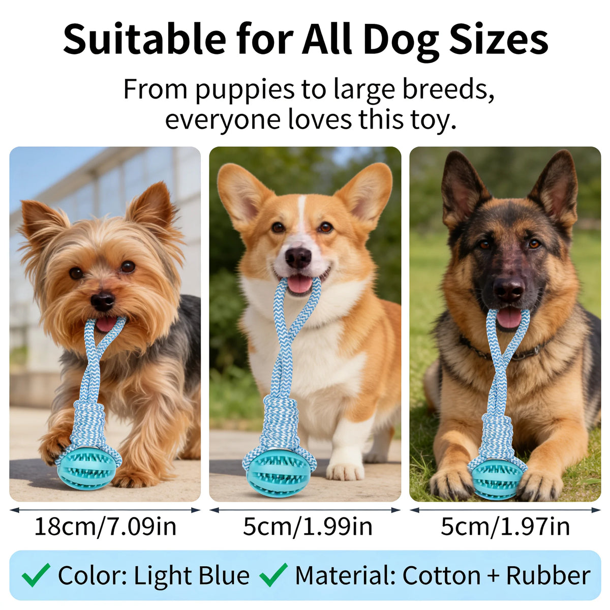 2-in-1 Dog Chew Toy with Treat Dispenser Ball, Durable Cotton Rope
