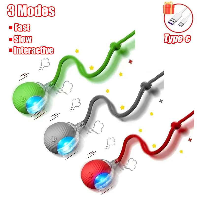 Rechargeable Automatic Rolling Ball with Faux Tail