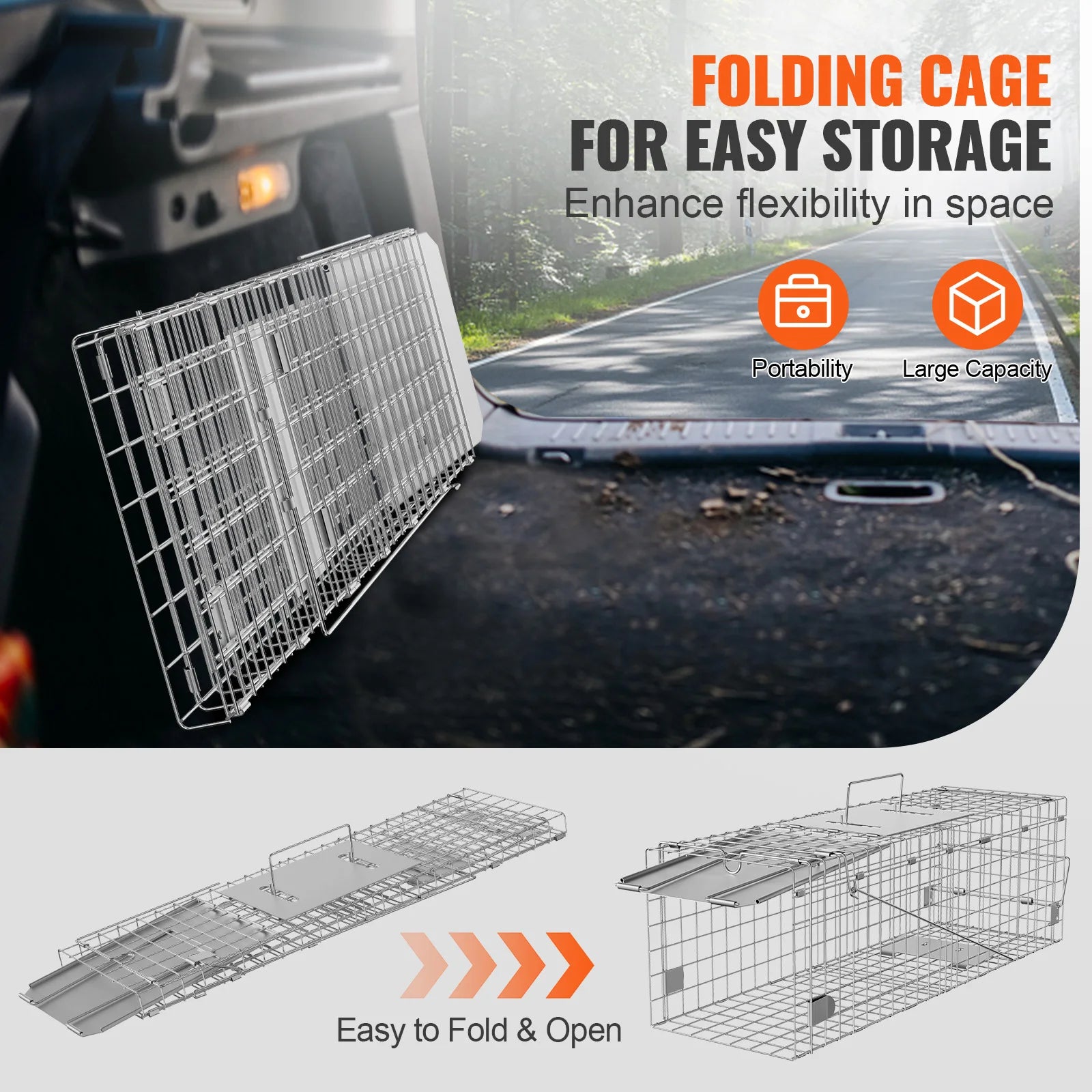 Humane Live Animal Cage Trap for Rabbits Stray Cats Squirrels Raccoons Groundhog