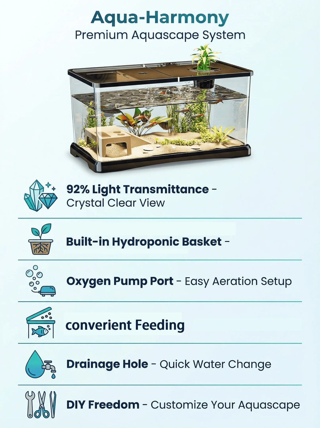 Heavy-Duty Large Aquarium Tank with Lid