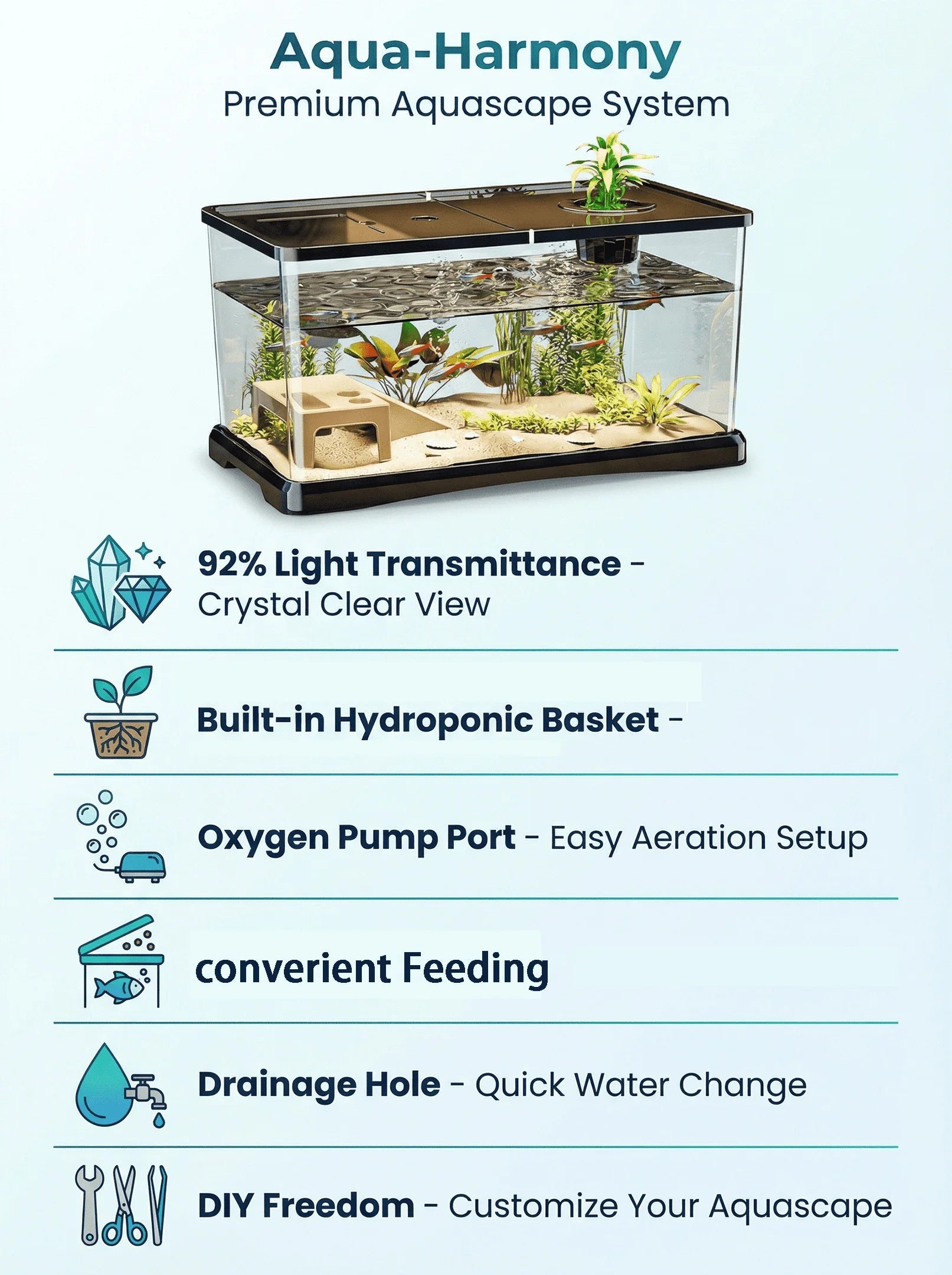 Heavy-Duty Large Aquarium Tank with Lid