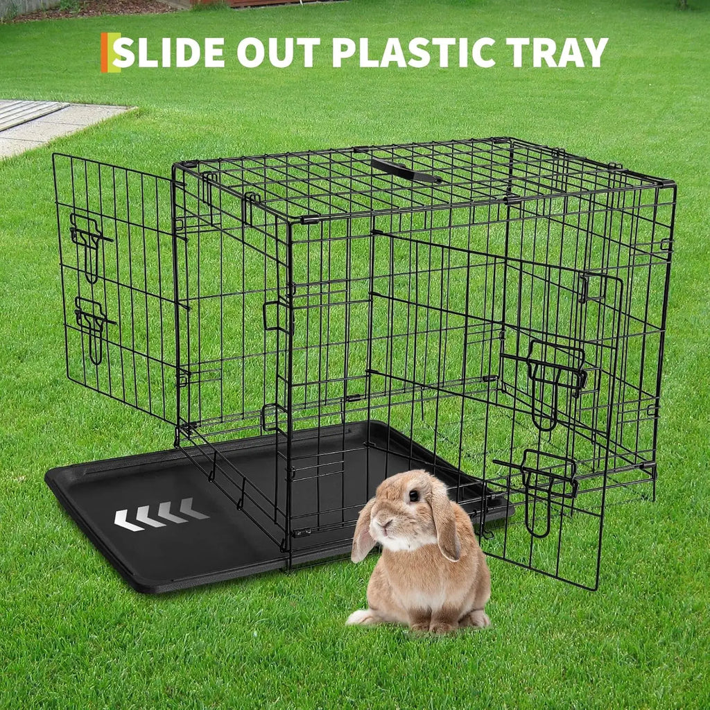 Portable Foldable Small Animal Cage with Slide Out Tray & 2 Door