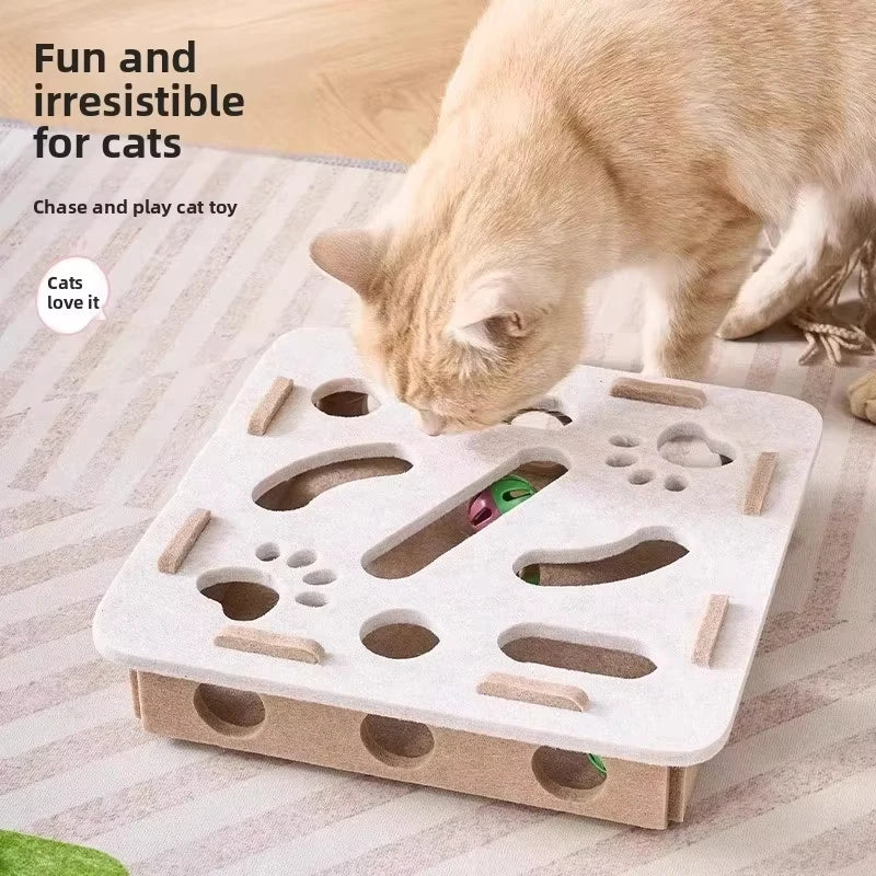 Felt Puzzle Box Cat Exercise Toy With Ball
