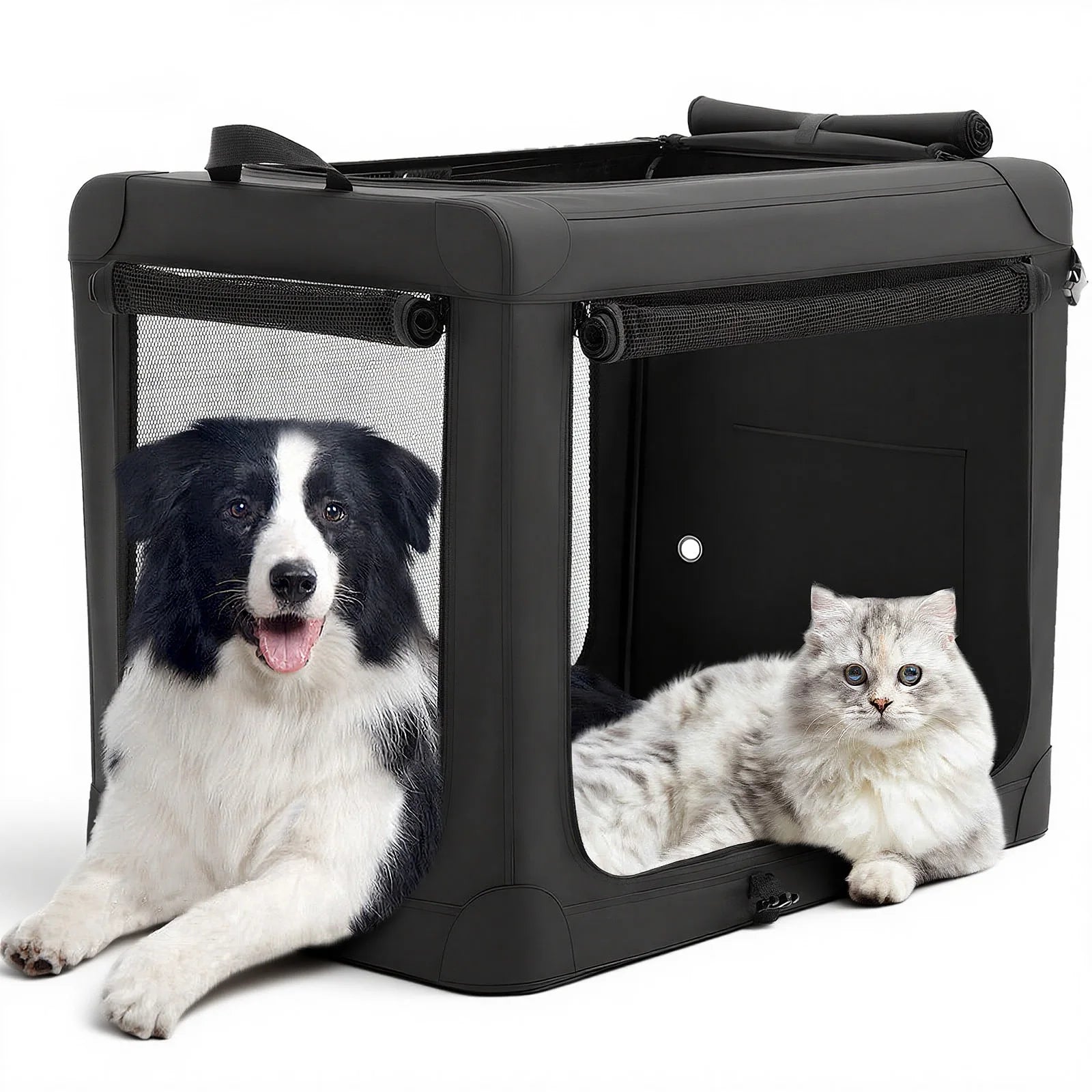 Foldable Soft Portable Pet Kennel with 3 Doors