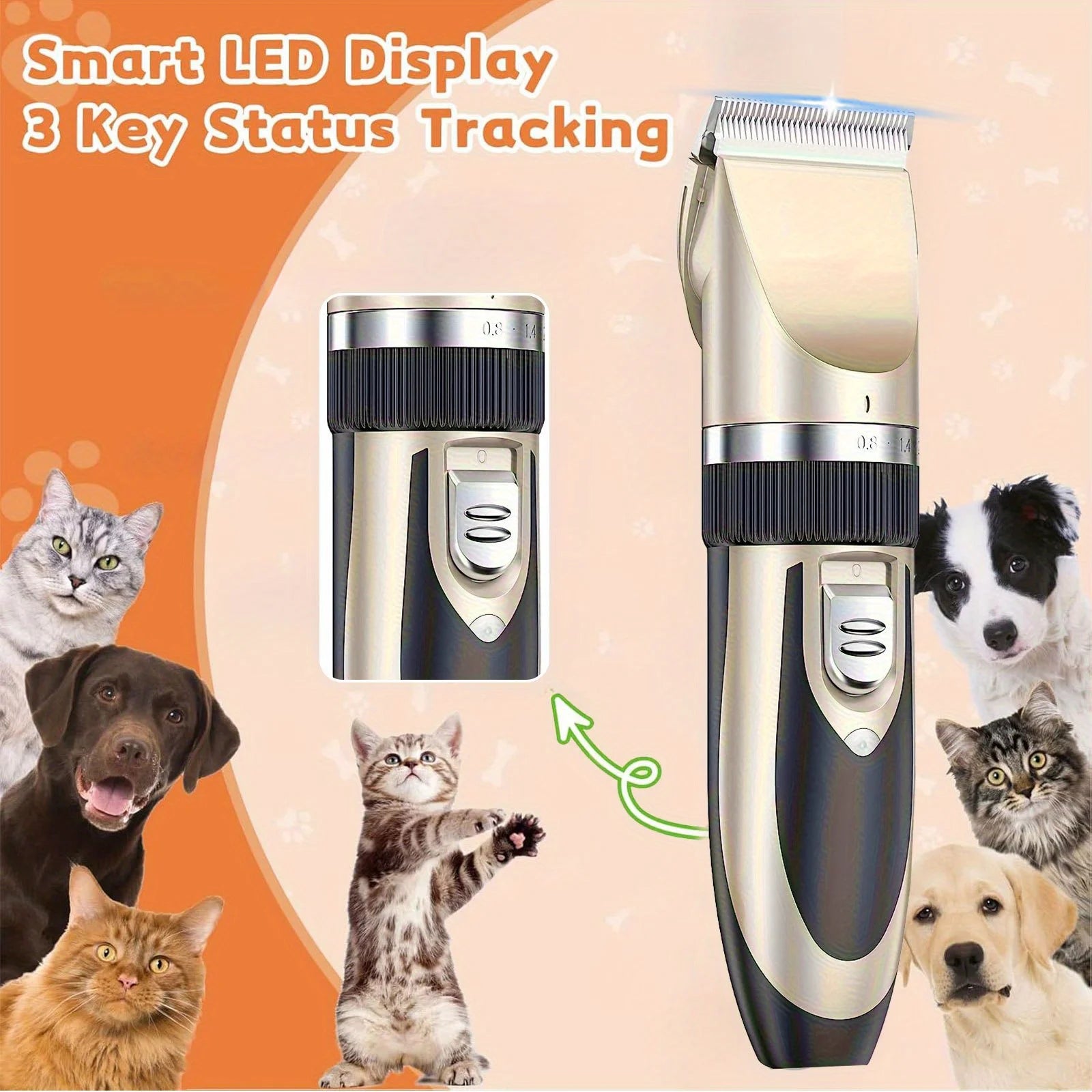 Wireless Electric Pet Grooming Kit For Cats & Small-to-Medium Dogs
