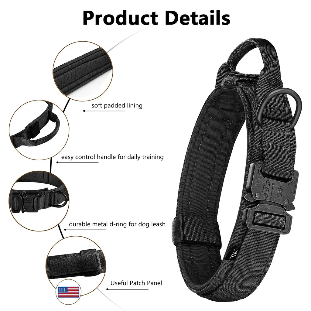 Tactical Dog Harness Collar Leash For Medium Large Dogs