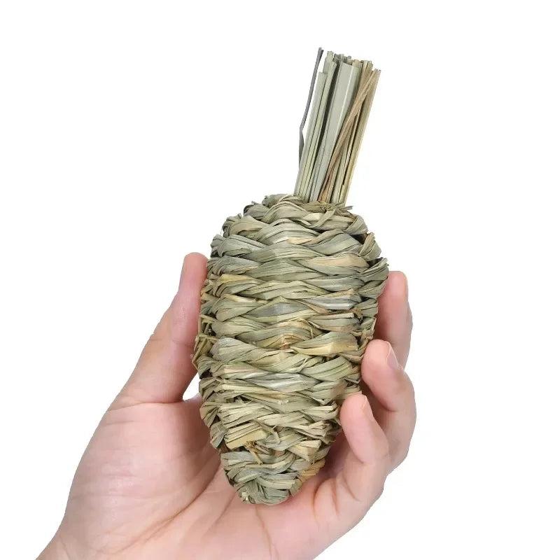 R Woven Grass Natural Bite Treat Toy for Small Animals
