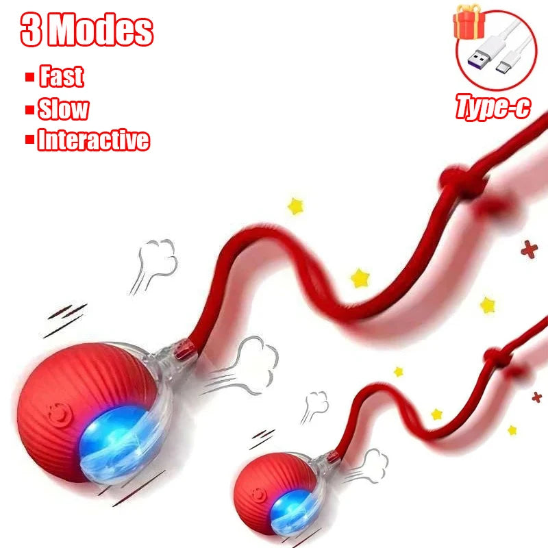 Rechargeable Automatic Rolling Ball with Faux Tail