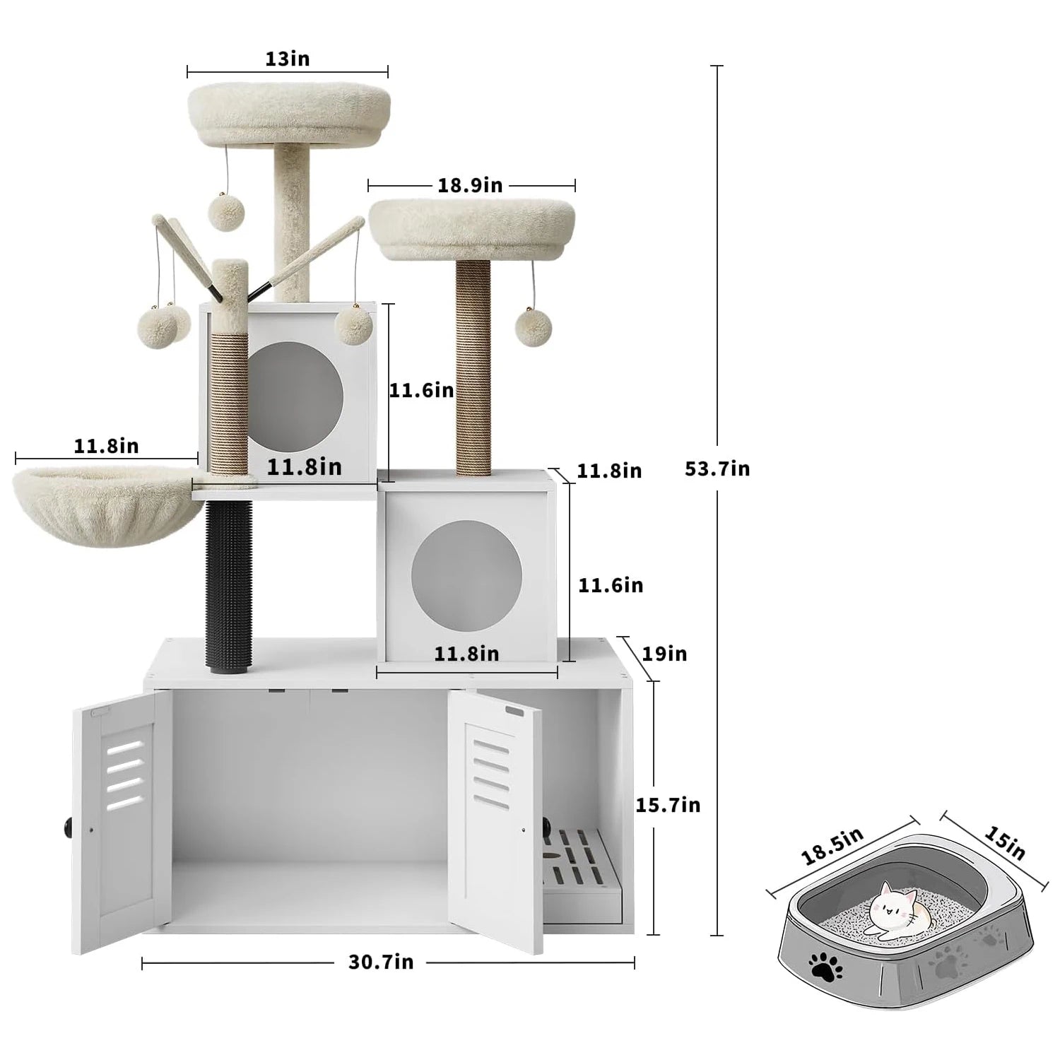 Litter Box Enclosure with Cat Tree