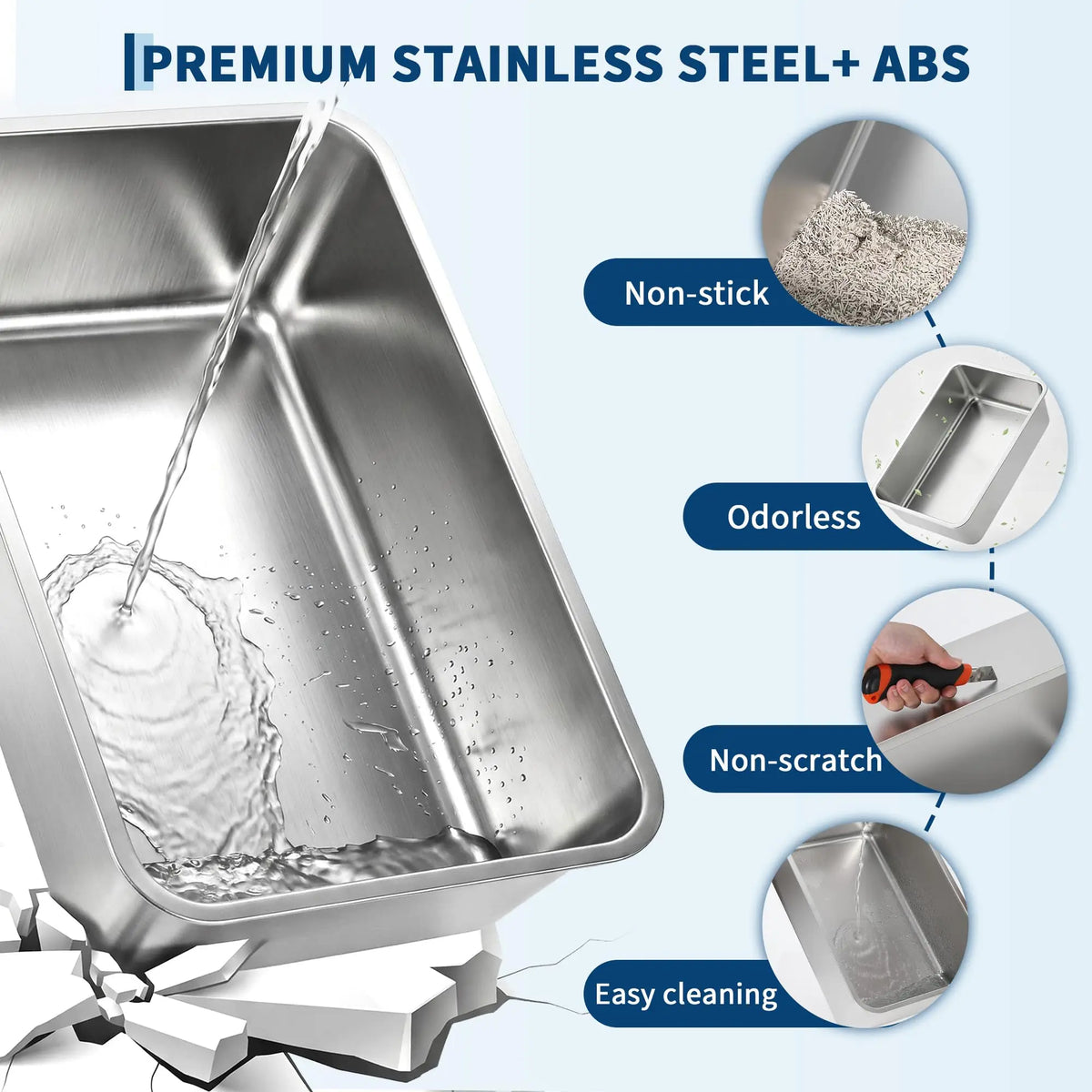 Enclosed Stainless Steel Litter Box With Lid Front Entry Top Exit