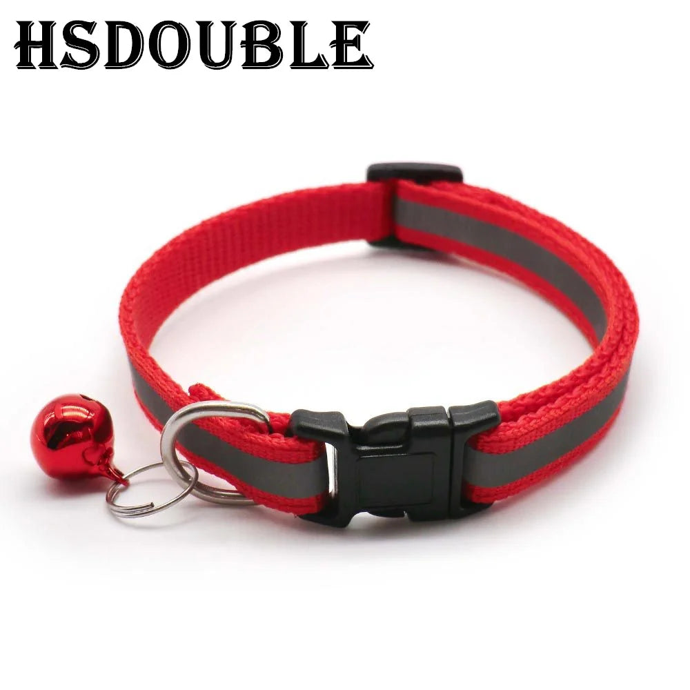 2Pcs/Pack 12 Colors Reflective Adjustable Cats And Small Dogs Collars With Bells