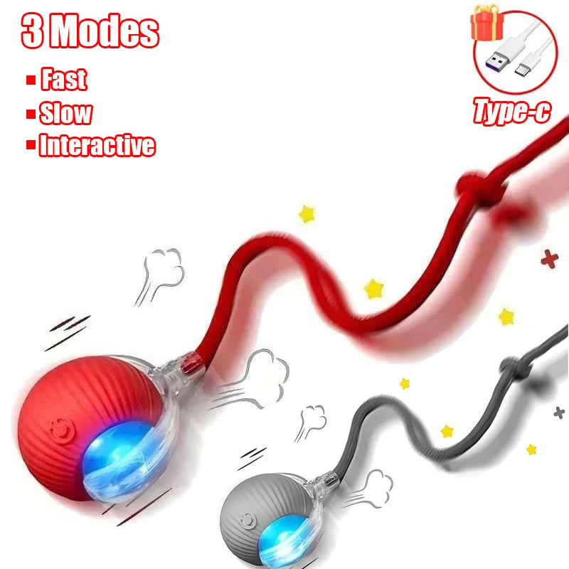 Rechargeable Automatic Rolling Ball with Faux Tail