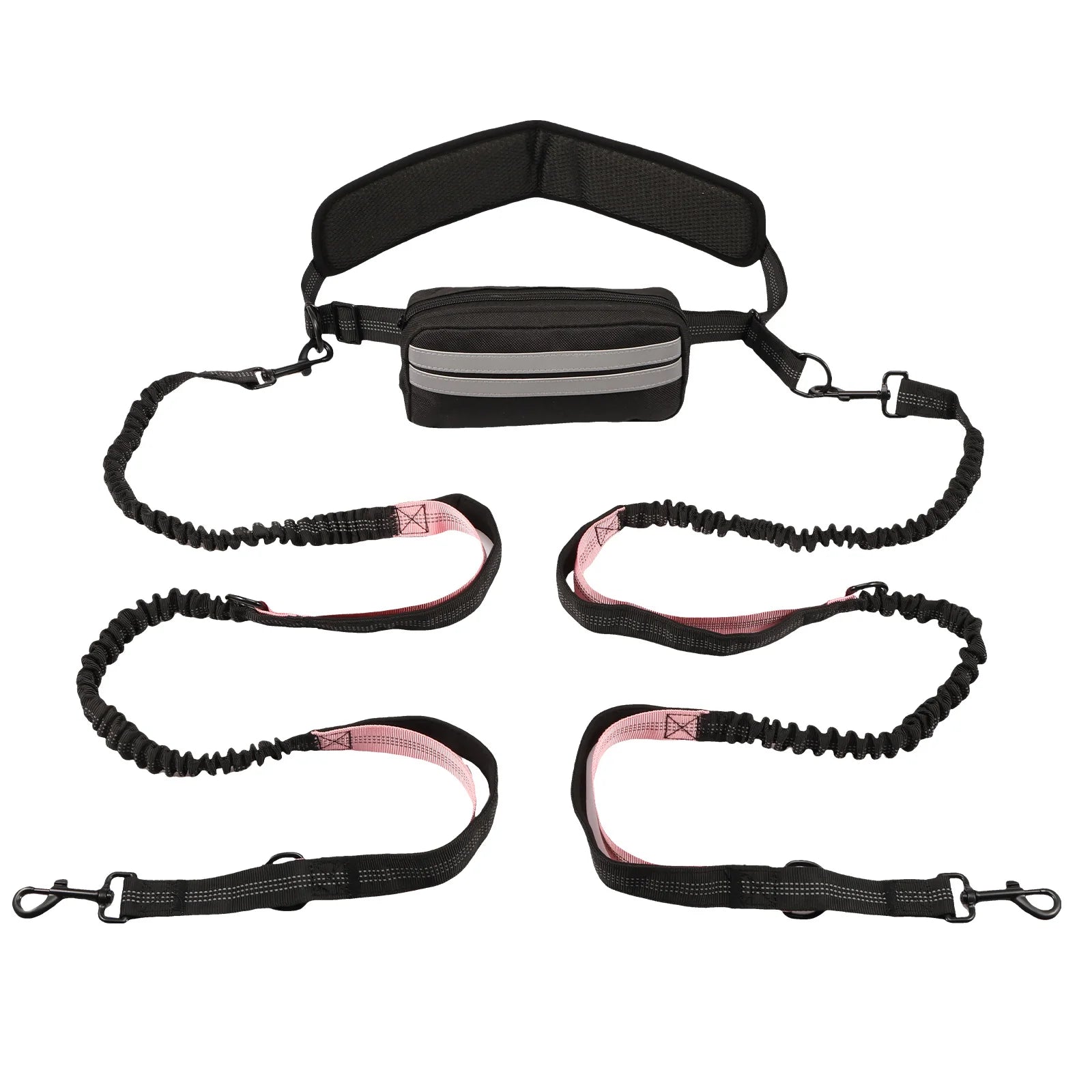 Hands Free Reflective Dog Leash With Waist Bag