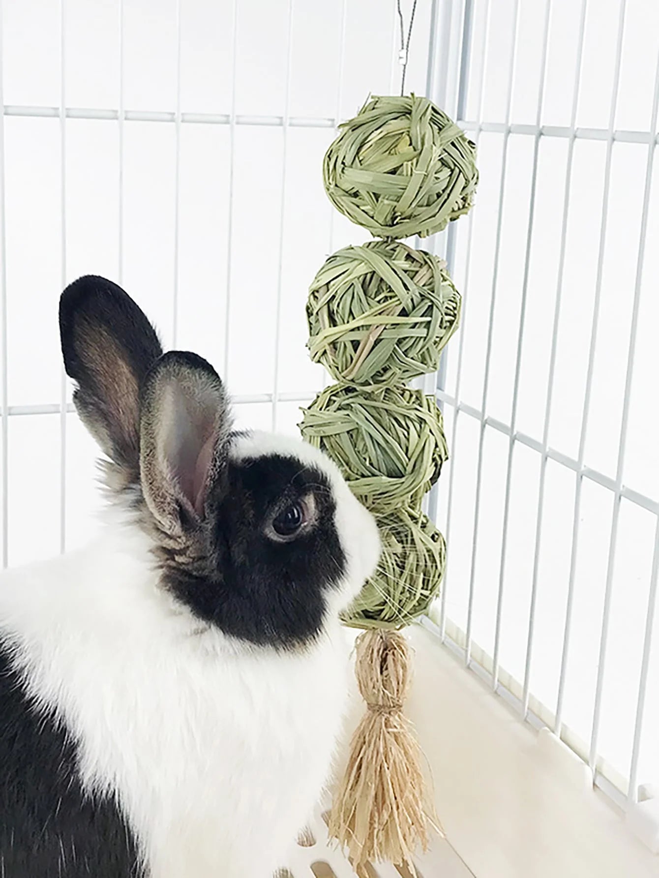 1PC-Pet rabbit grass woven ball hanging string