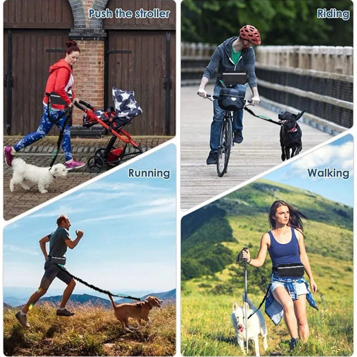 Hands Free Reflective Dog Leash With Waist Bag