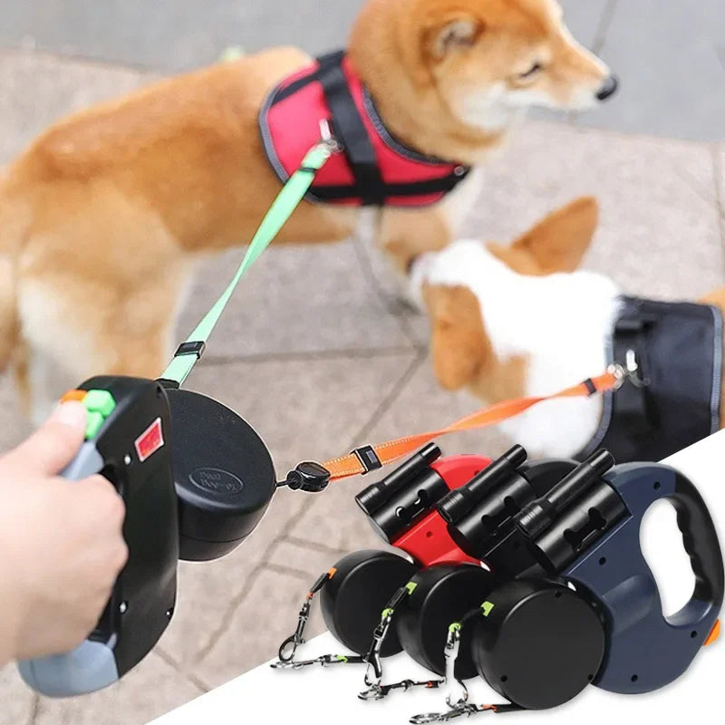 Double Head retractable Dog leash