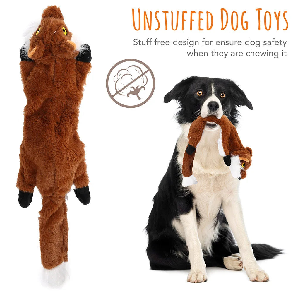 5Pcs, No Stuffing Plush Dogs Chew Toy Bundle