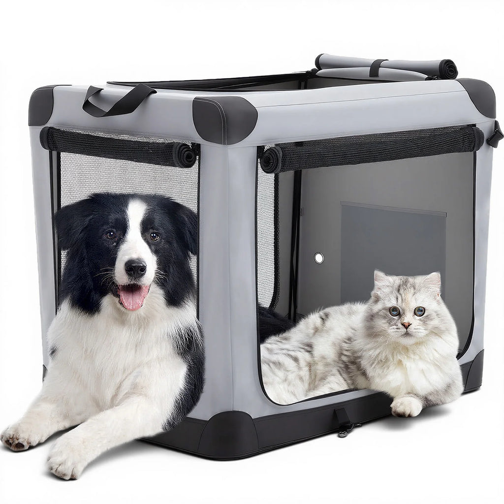 Foldable Soft Portable Pet Kennel with 3 Doors