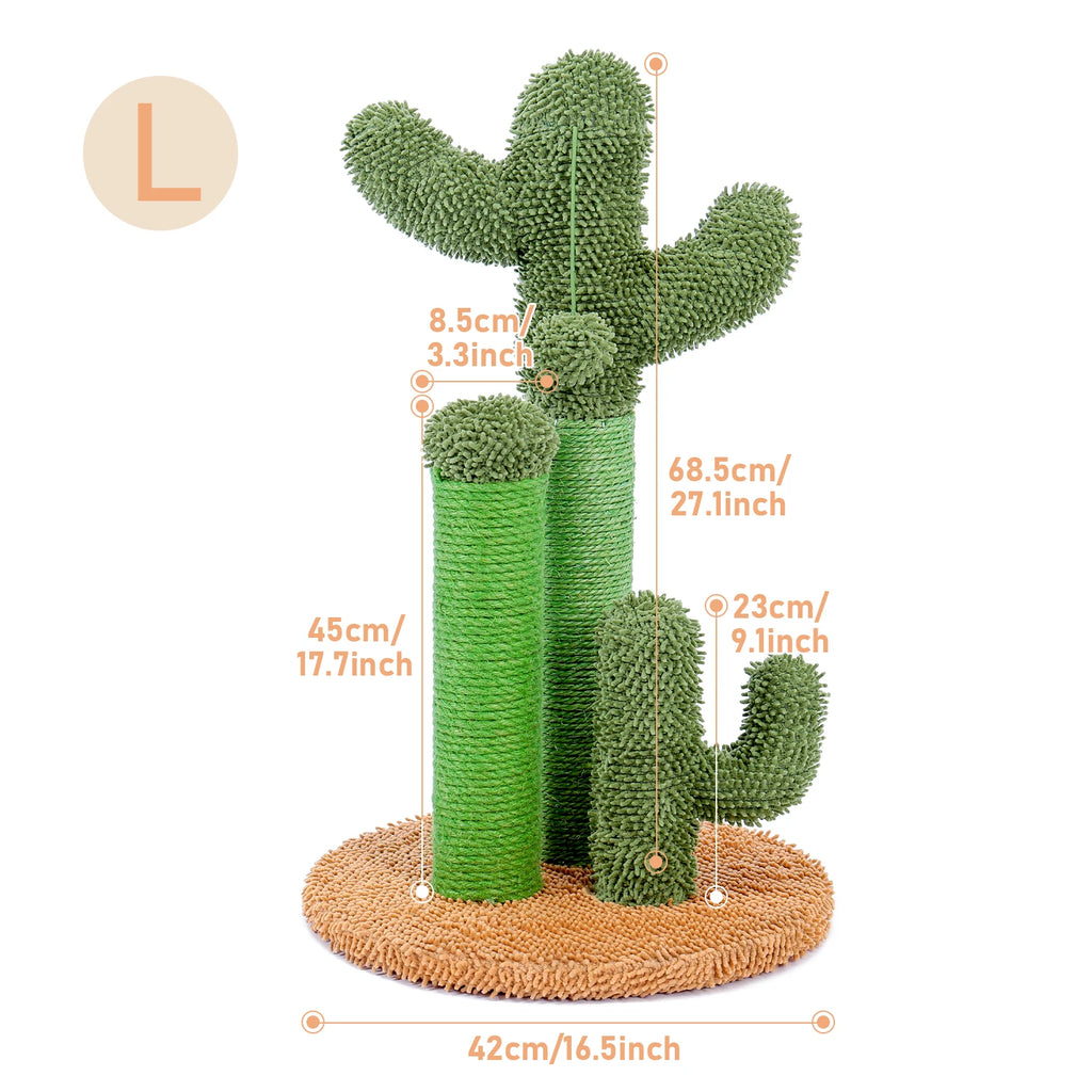 Cactus Cat Scratcher with 3 Scratching Poles and Interactive Dangling Ball