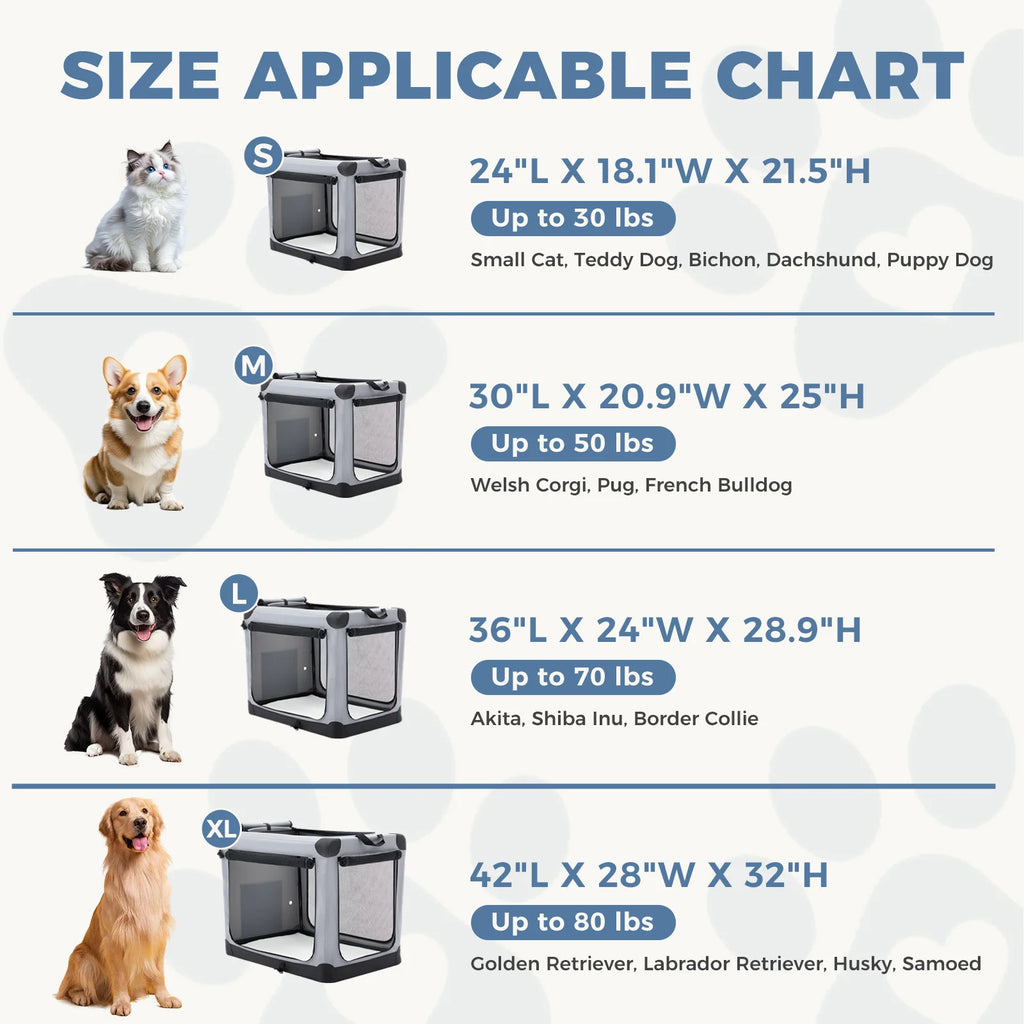Foldable Soft Portable Pet Kennel with 3 Doors