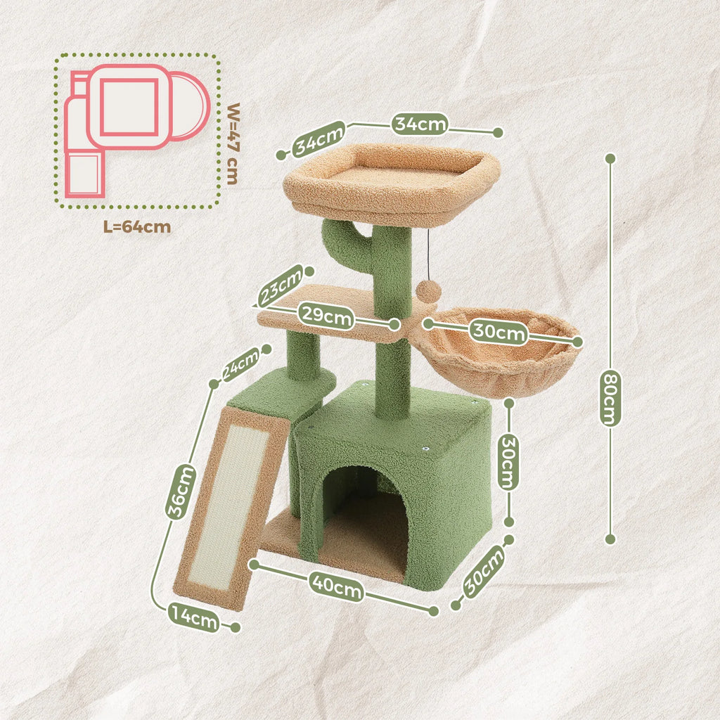 Cat tree Tower for Indoor Cats With Scratching Posts Big Hammock and Removable Top Perch