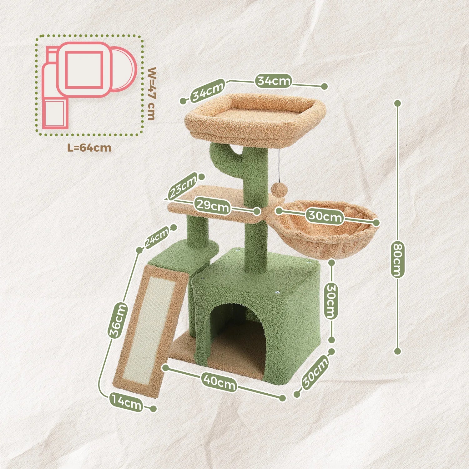 Cat tree Tower for Indoor Cats With Scratching Posts Big Hammock and Removable Top Perch