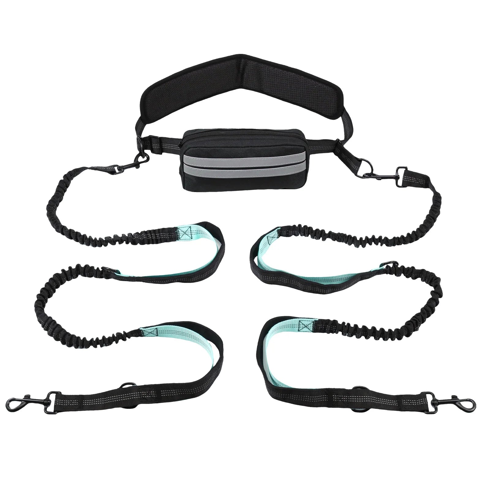 Hands Free Reflective Dog Leash With Waist Bag