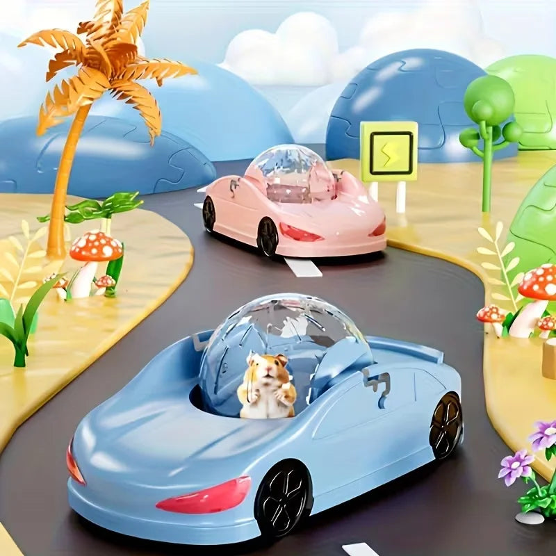 Pet sports car toy with rolling balls suitable for hamster pets