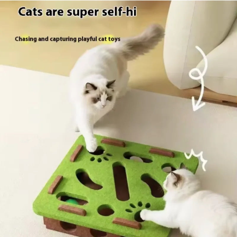 Interactive Cat Toy Maze Game with Bell Balls