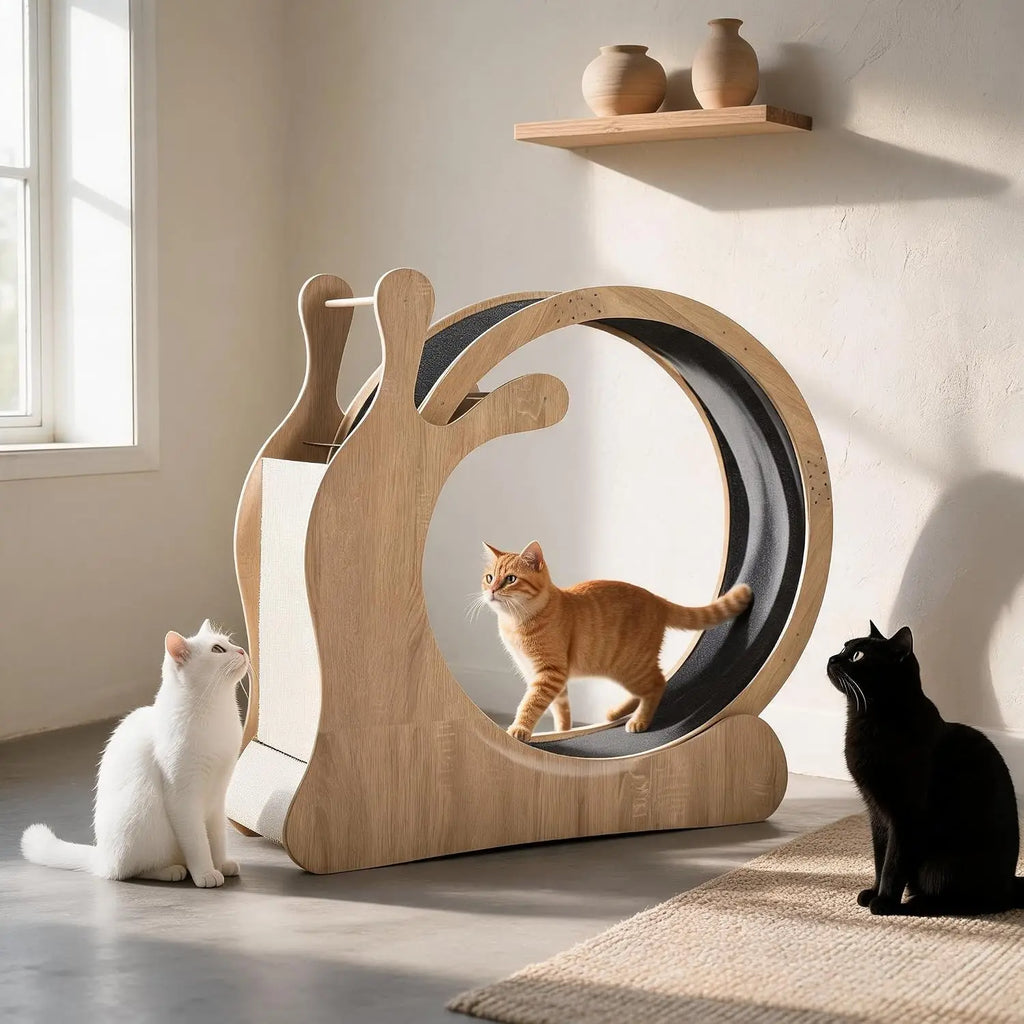3 in1 Solid Wood Cat Treadmill Running Wheel