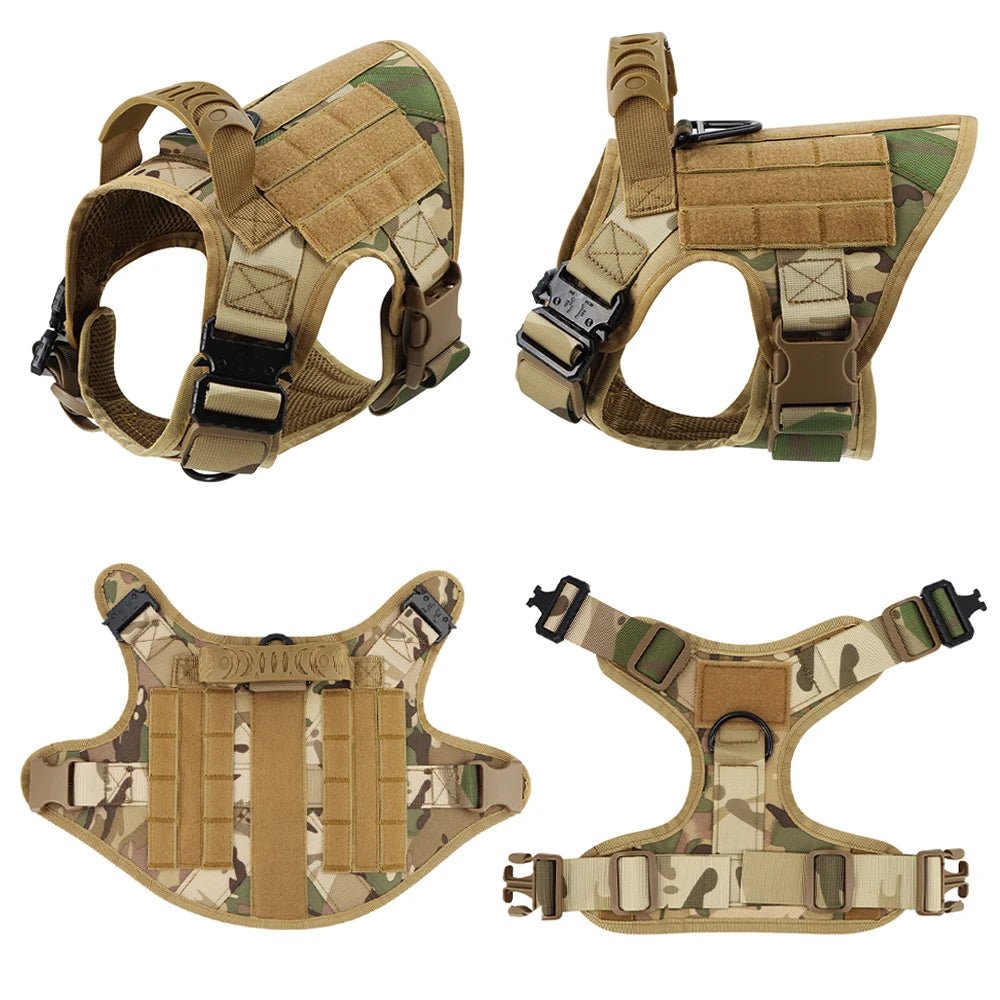 Large Tactical Dog Harness Collar Leash Set